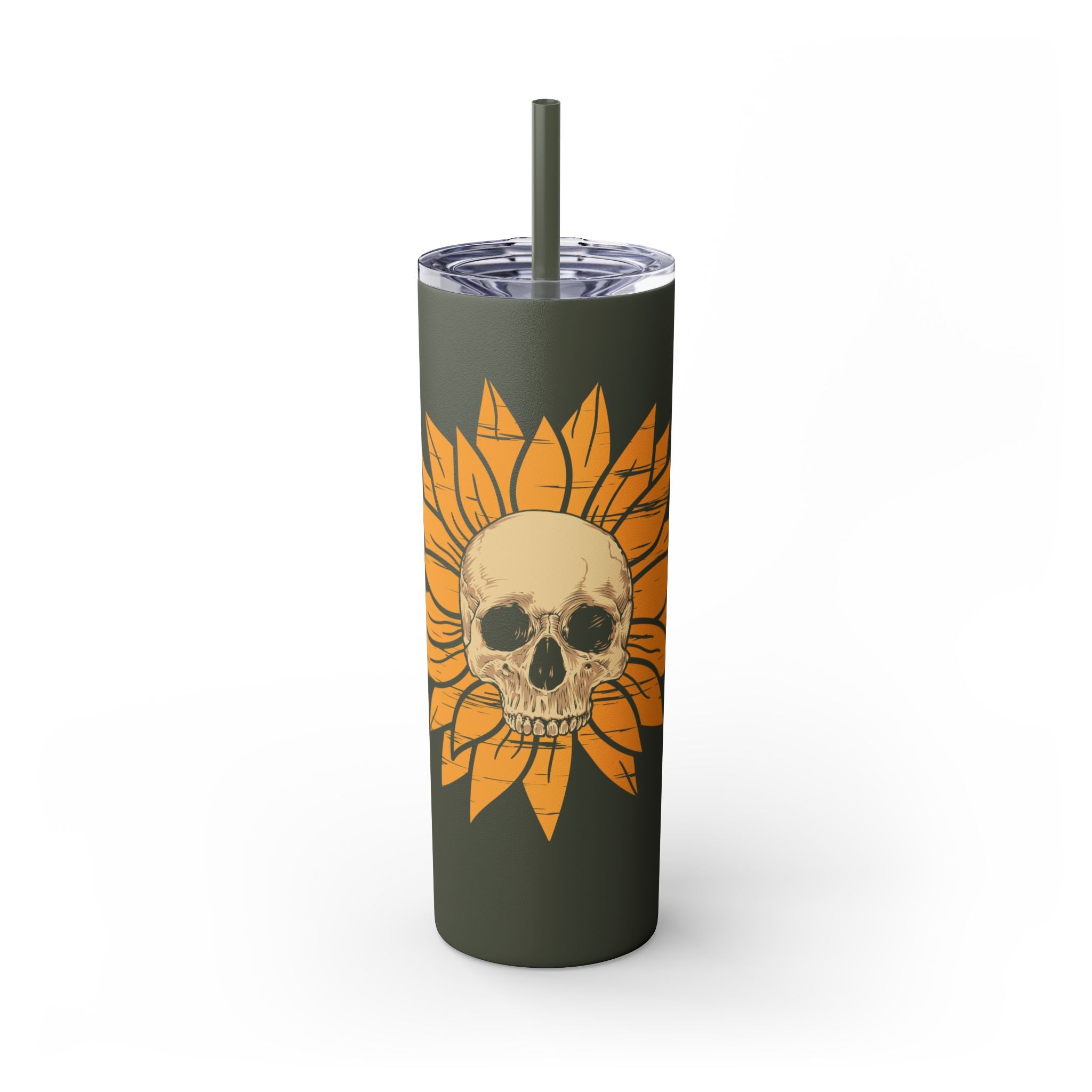 Skeleton Flower Tumbler w/ Straw