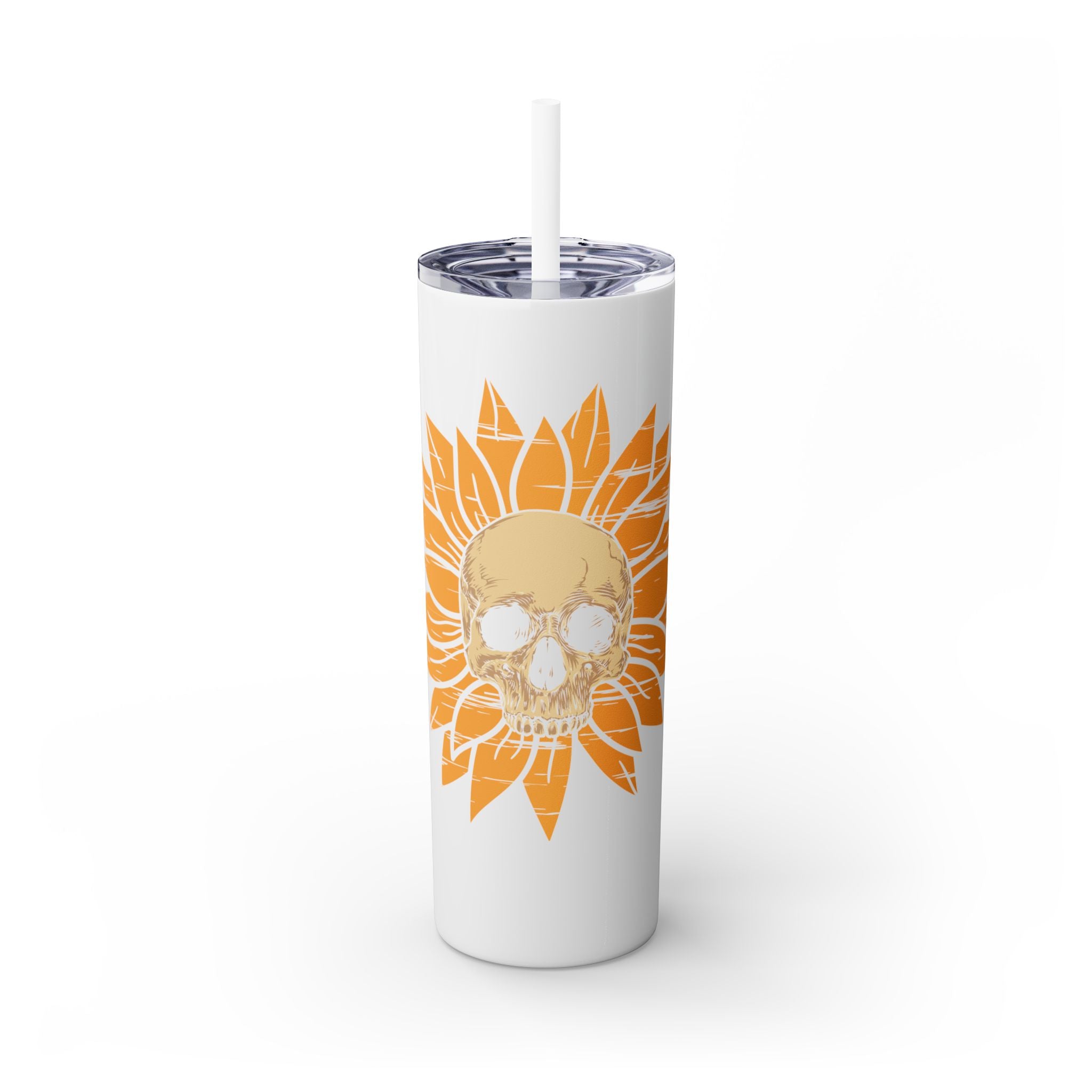 Skeleton Flower Tumbler w/ Straw