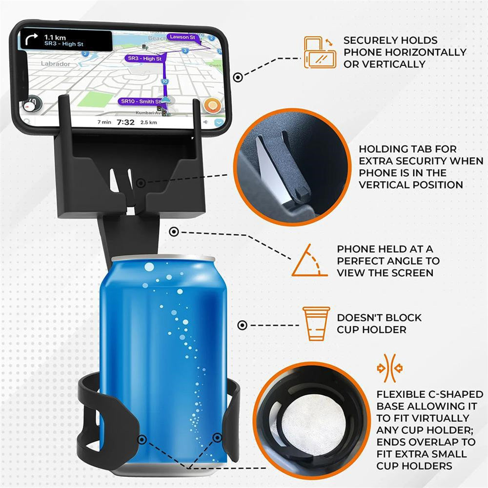 2in1 Adjustable Phone Cup Holder