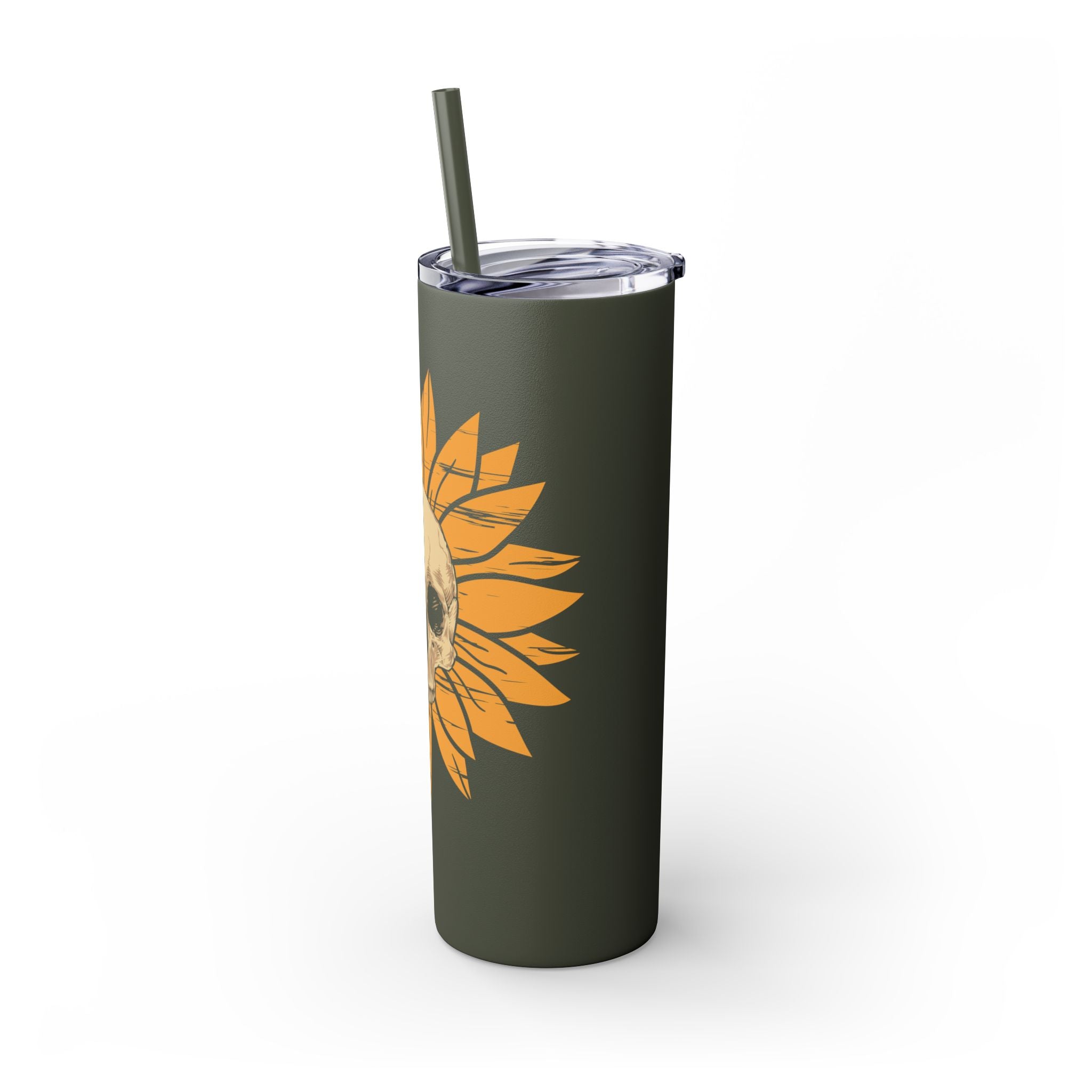 Skeleton Flower Tumbler w/ Straw