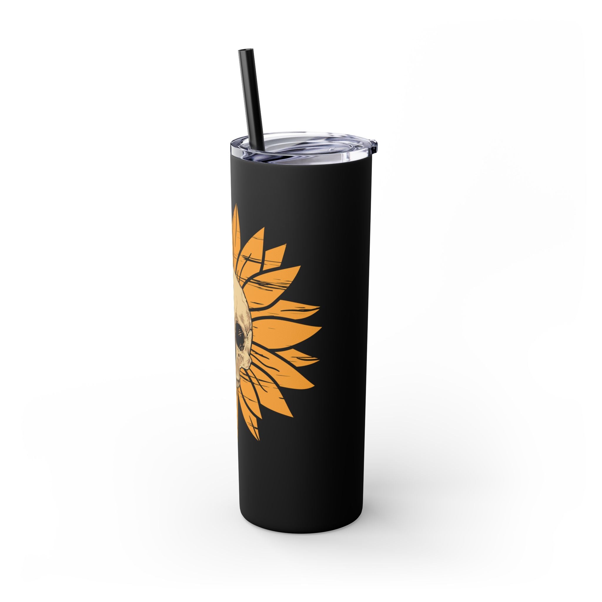 Skeleton Flower Tumbler w/ Straw