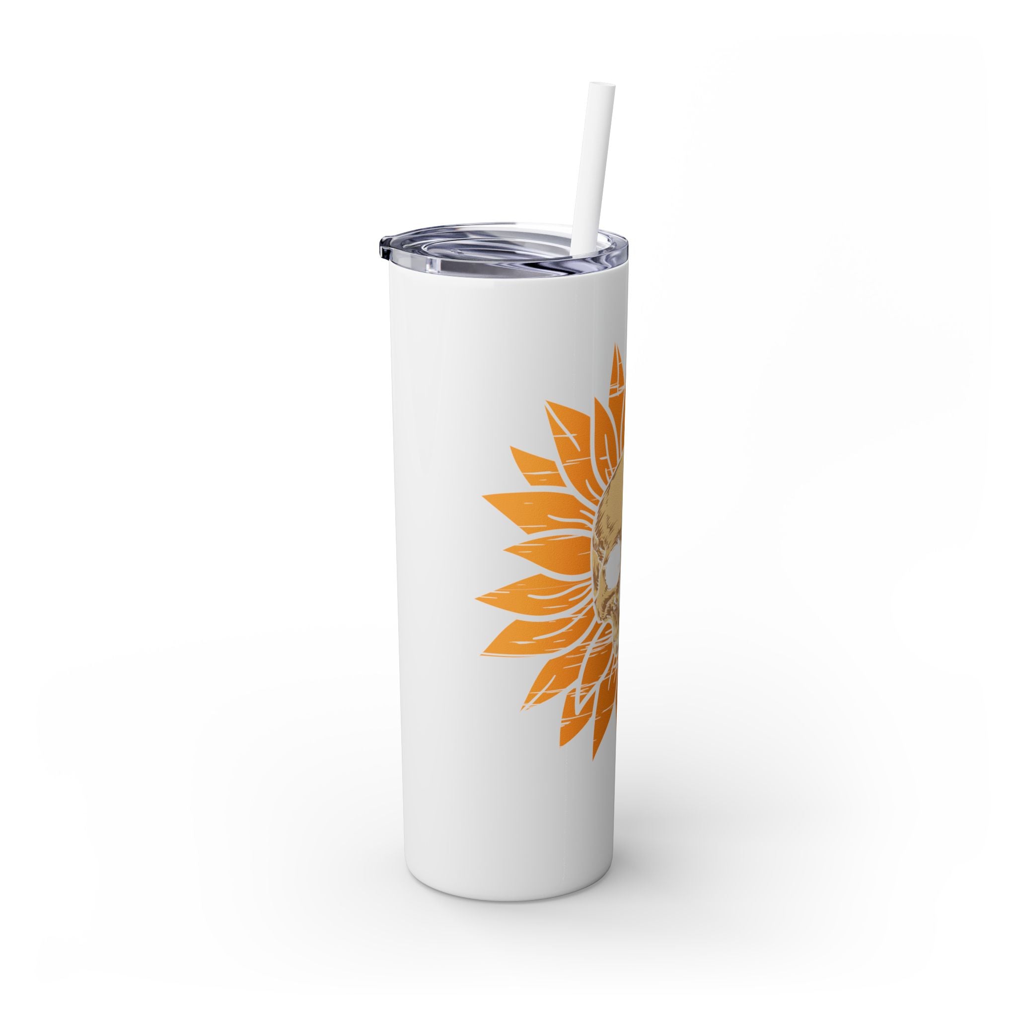 Skeleton Flower Tumbler w/ Straw