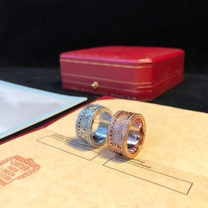 Zircon Inlaid Gear Rotating Ring