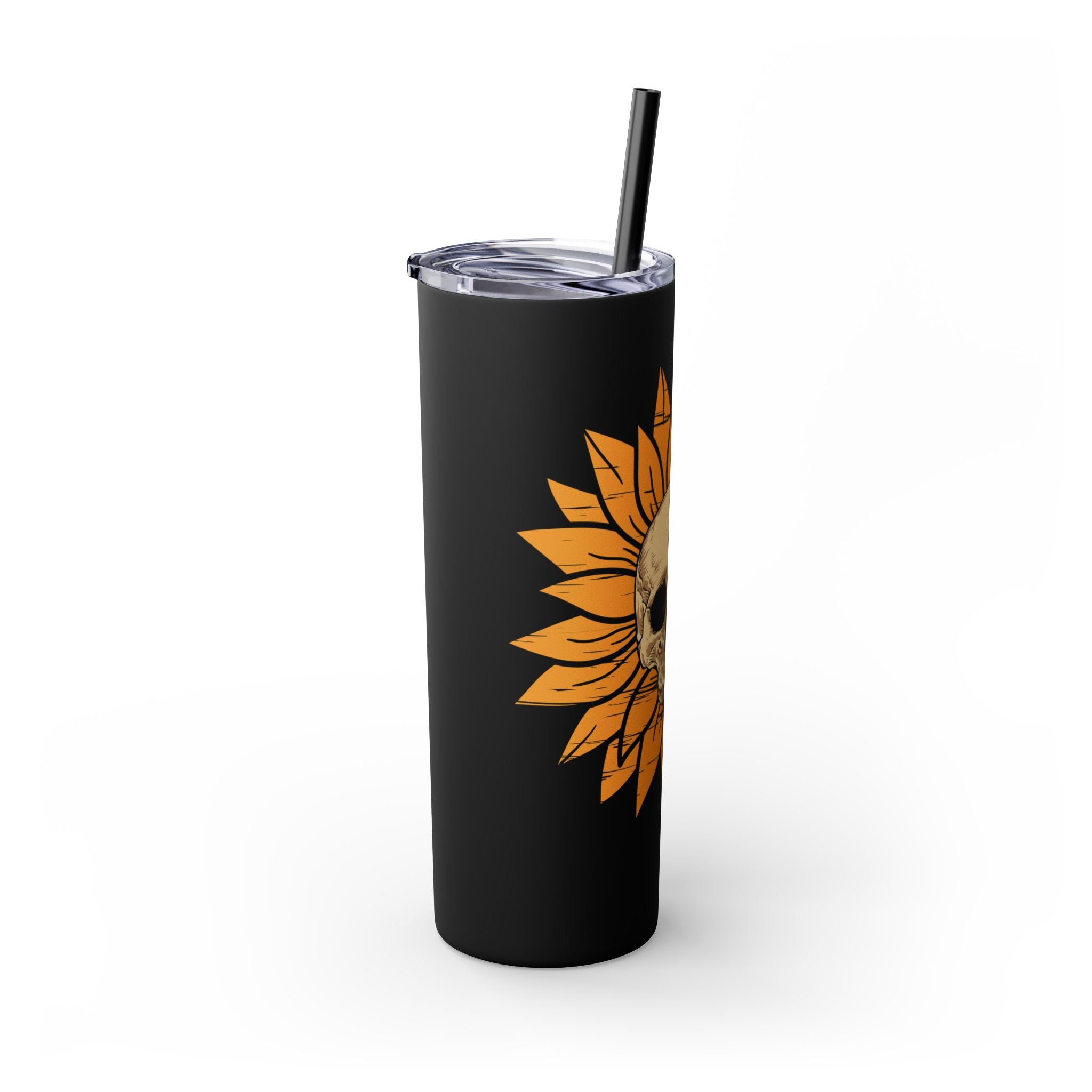 Skeleton Flower Tumbler w/ Straw