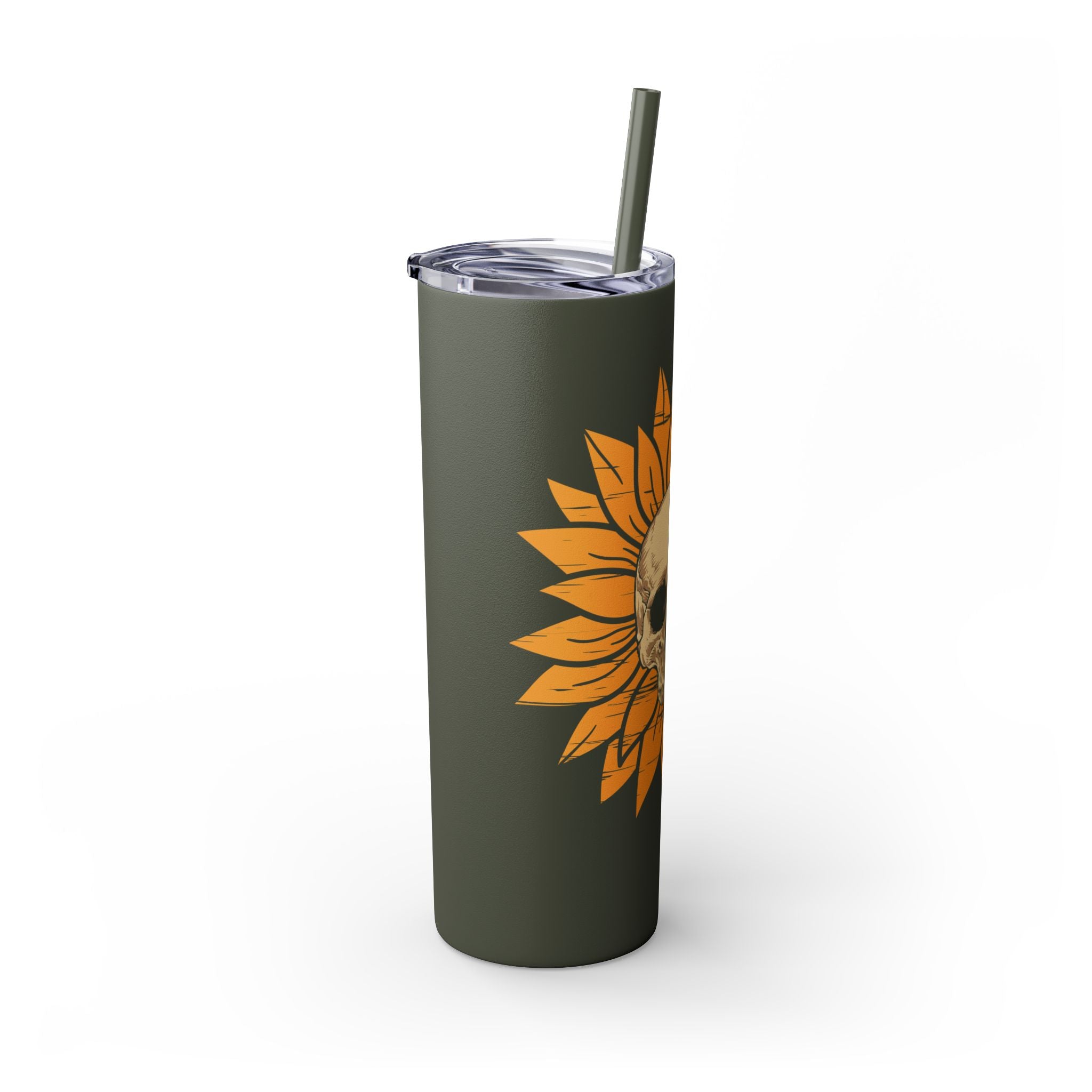 Skeleton Flower Tumbler w/ Straw